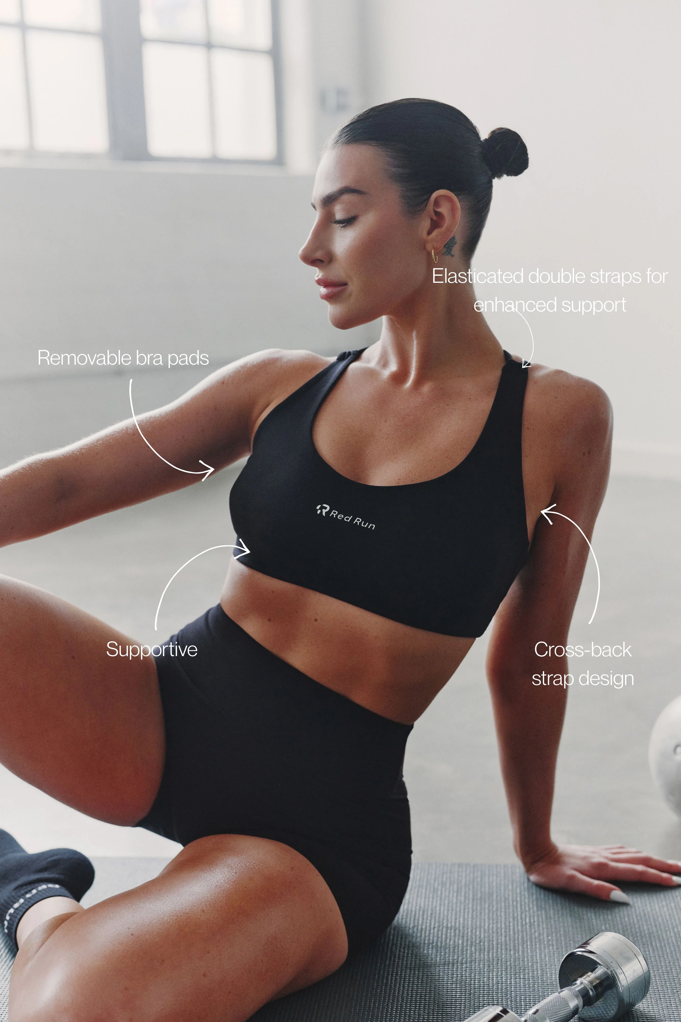 Active Elevate Strappy Workout Bra - Black - Image 2
