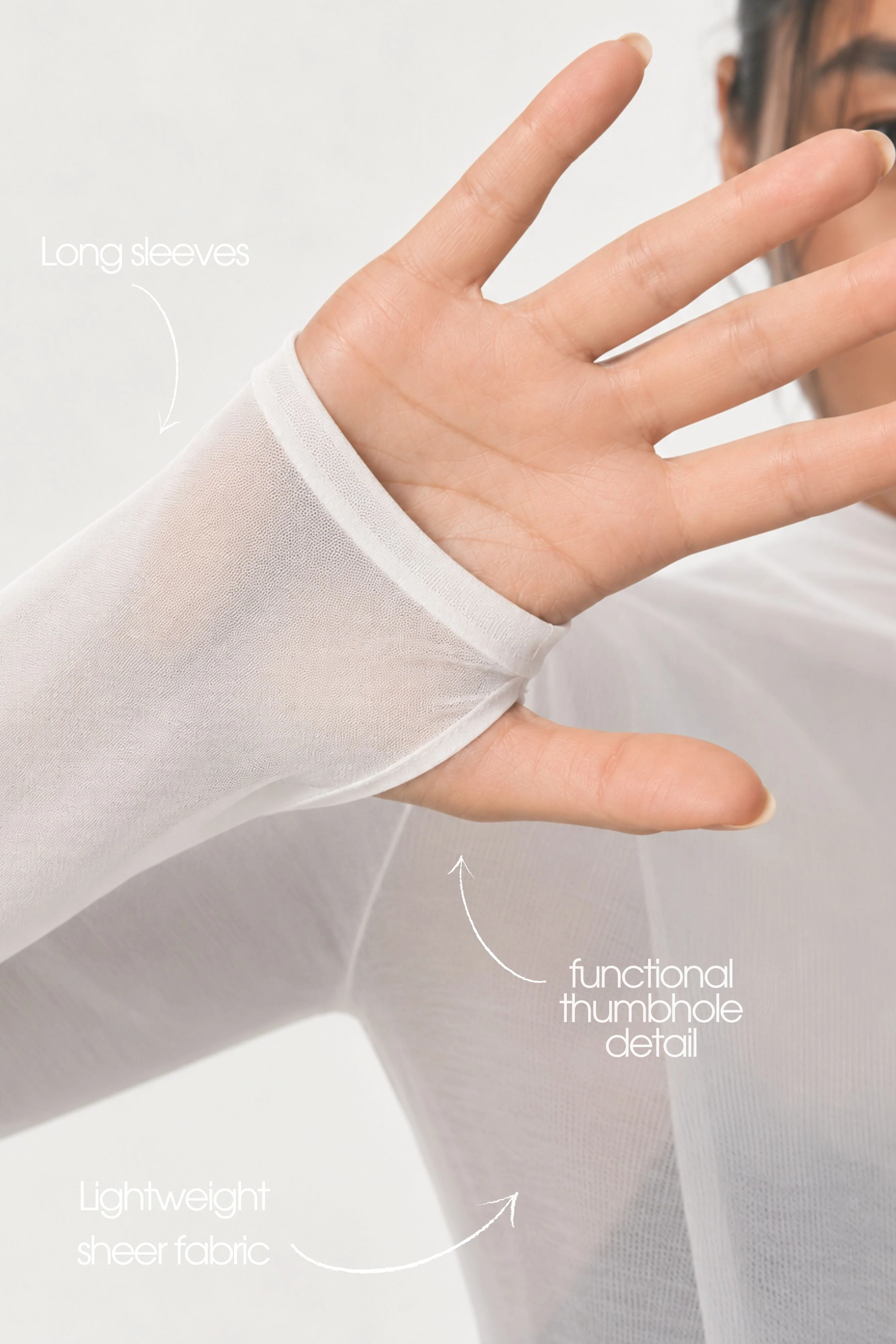 Active Sheer Long Sleeve Top - White - Image 2