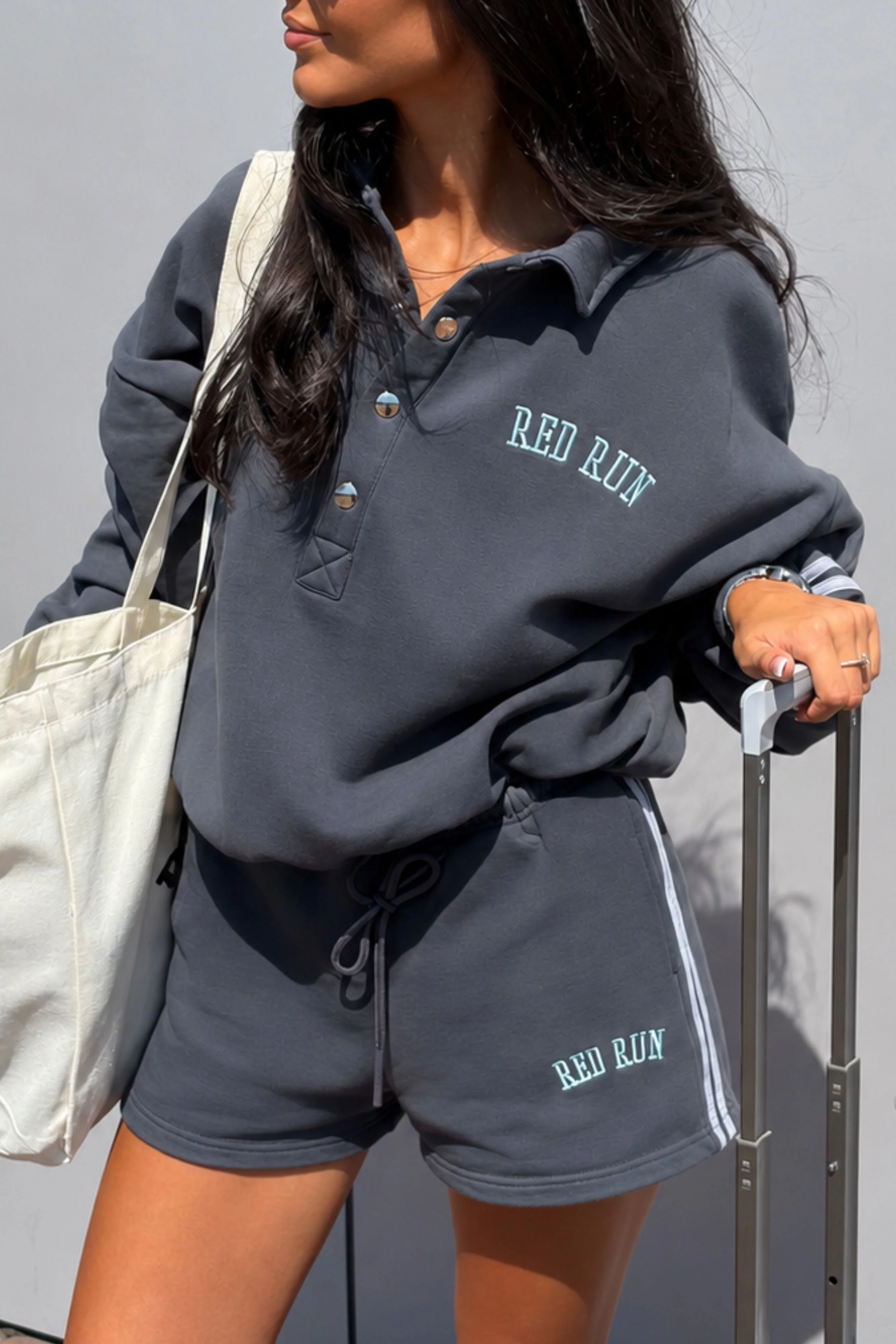 Active Striped Rugby Sweater - Slate Grey