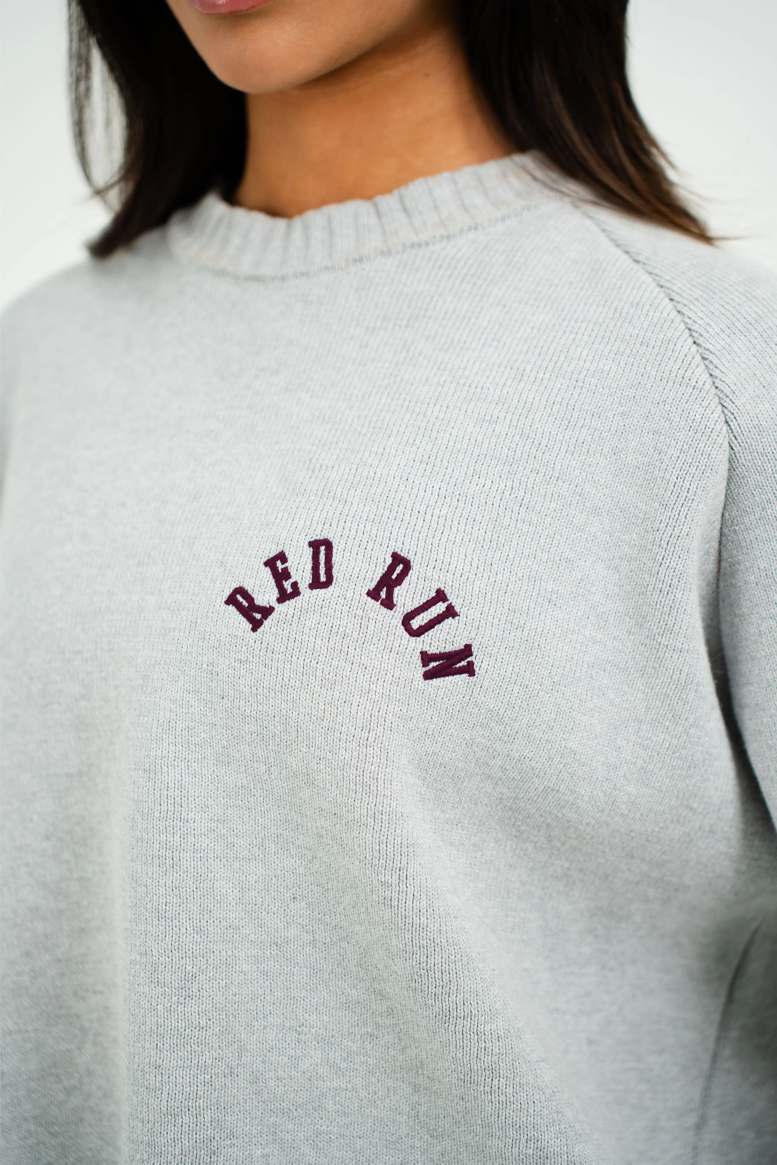 Knit Sweater - Grey Melange/Burgundy - Image 4