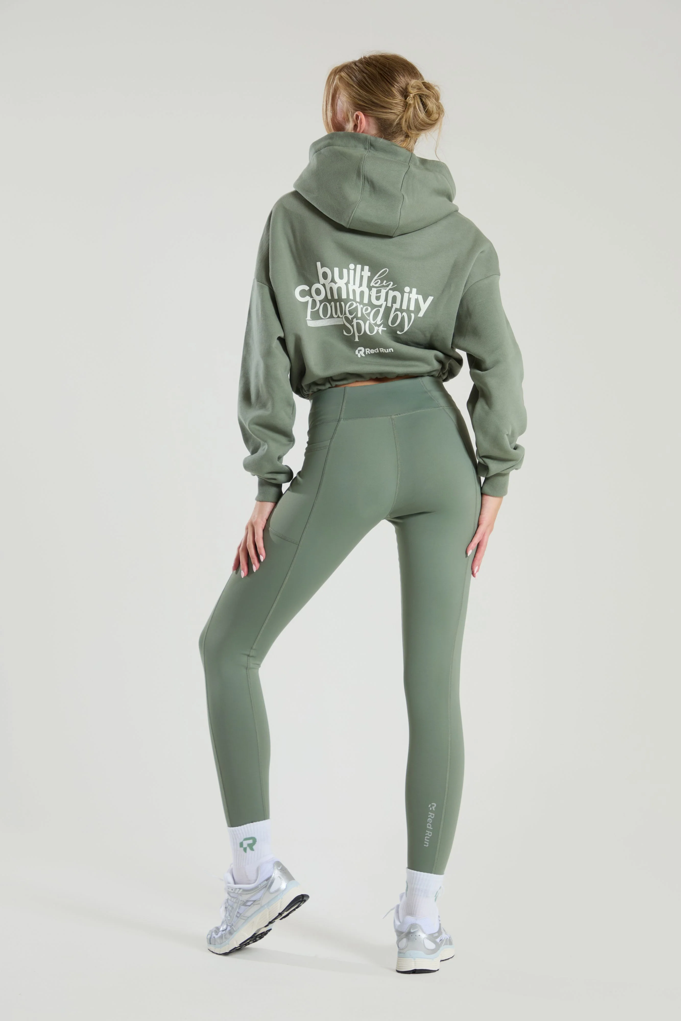 Active Cropped Hoodie - Olive Green Sweater - Image 4
