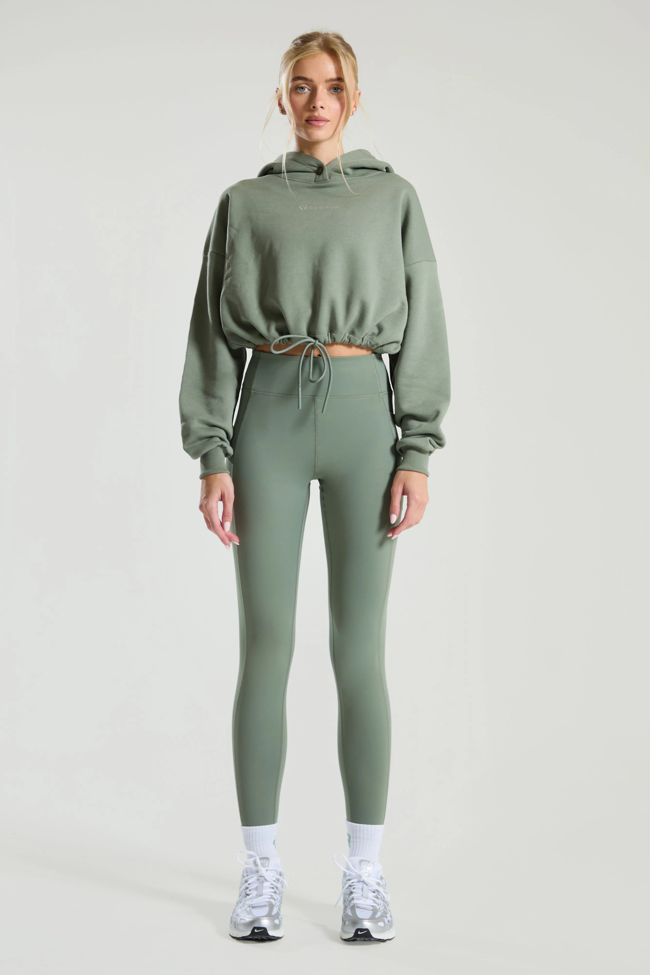 Active Cropped Hoodie - Olive Green Sweater - Image 5