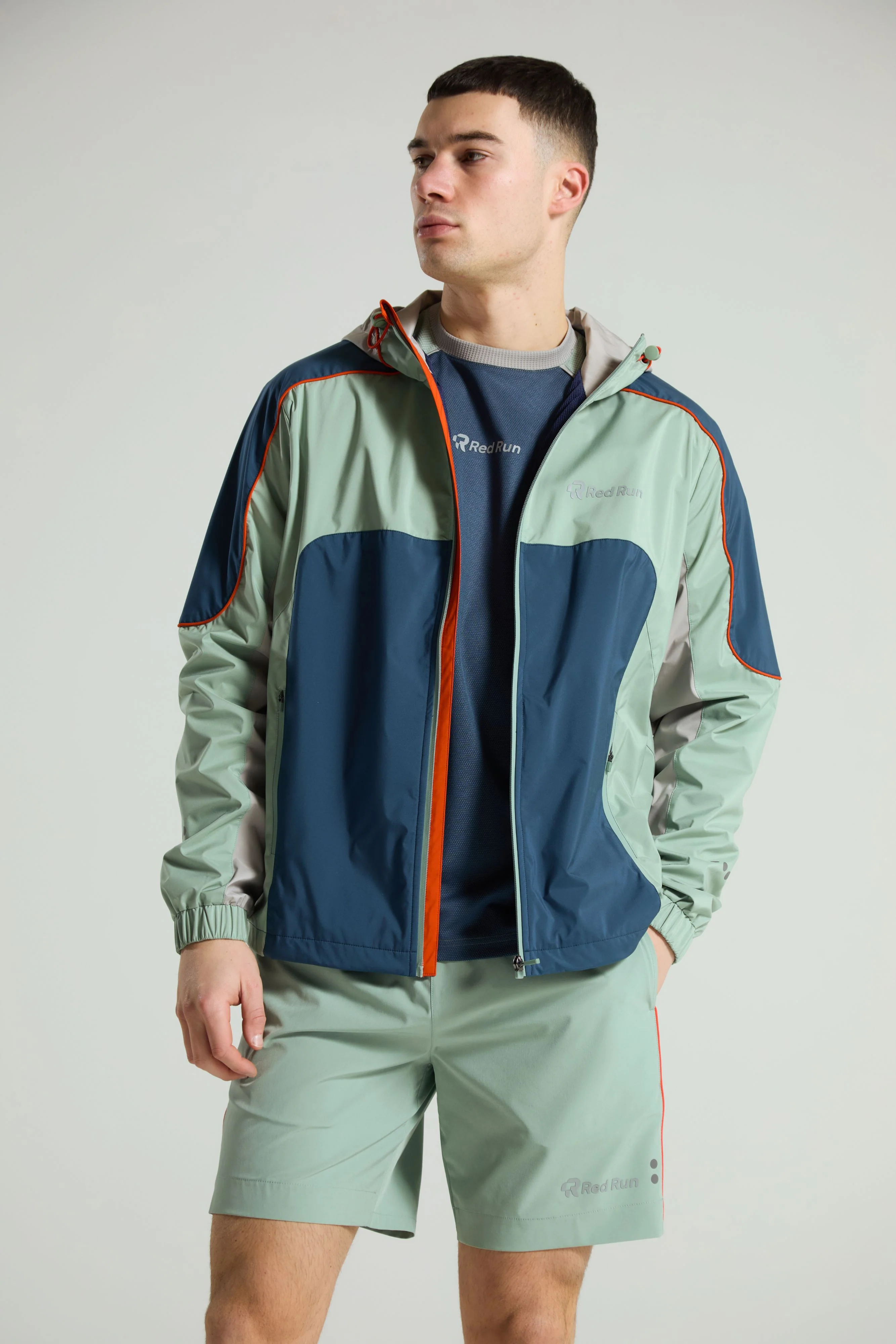Men's Panelled Sports Short: Range 2 - Aqua Edge - Green - Image 6