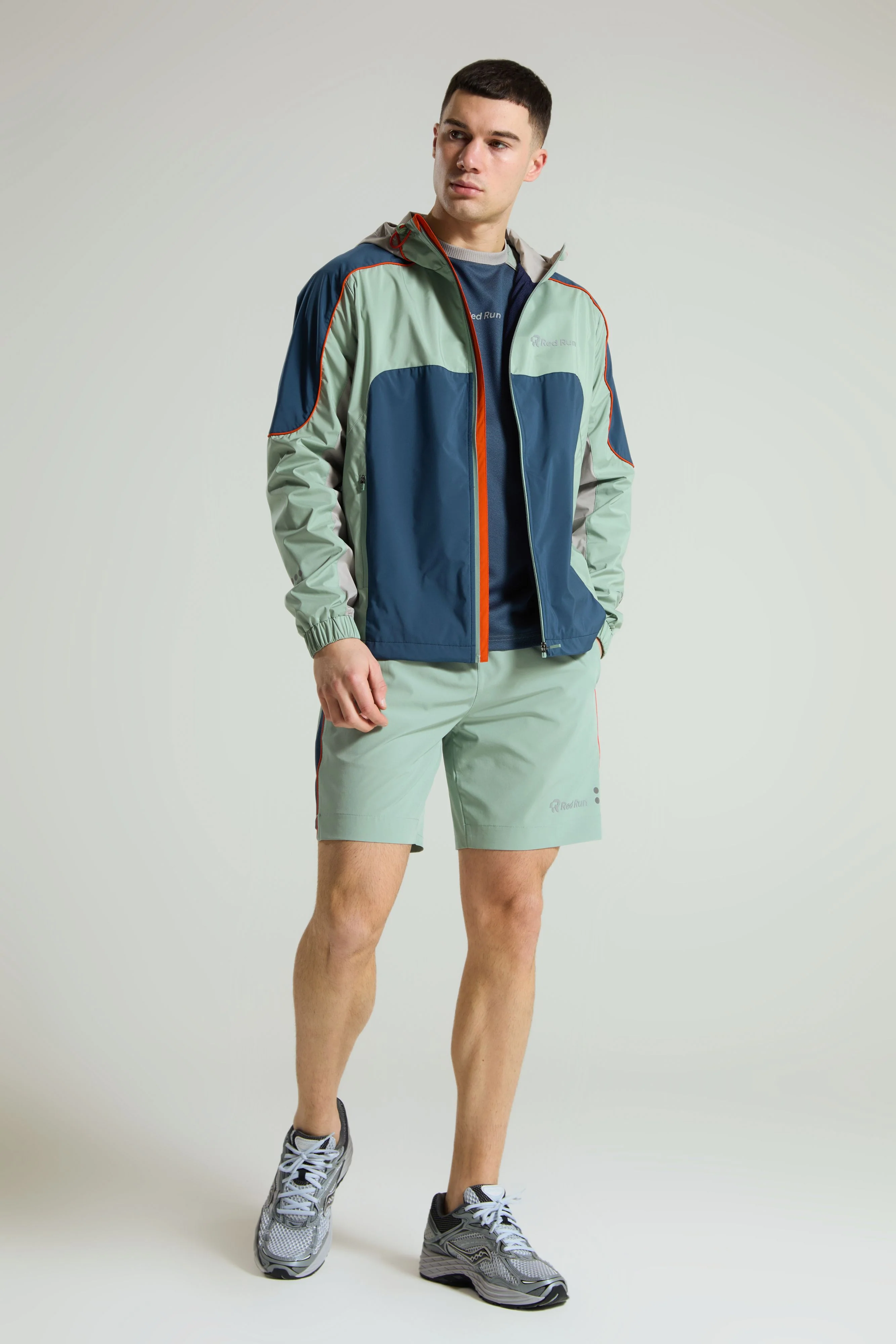 Men's Panelled Sports Short: Range 2 - Aqua Edge - Green - Image 7