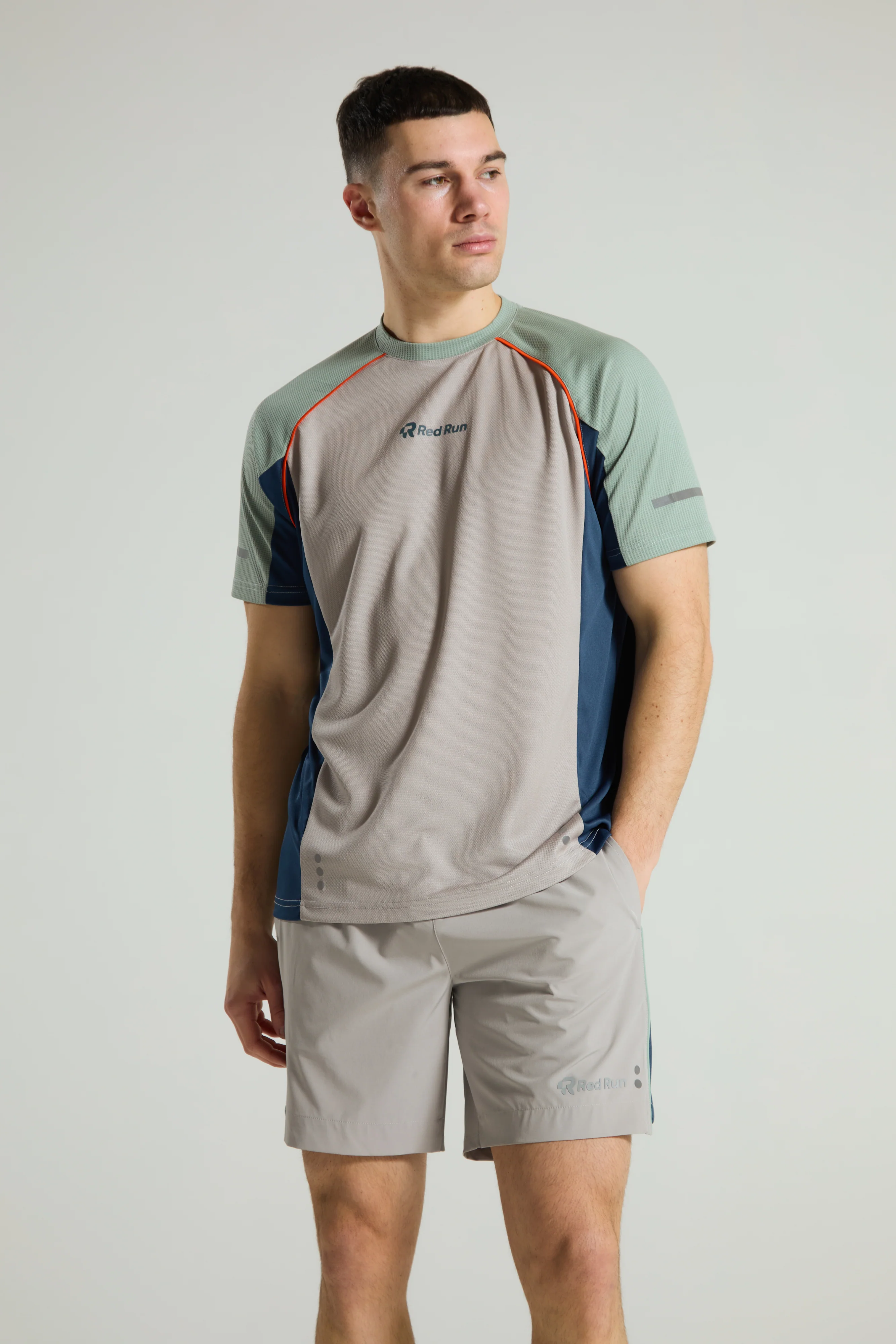 Men's Panelled Sports Short: Range 2 - Aqua Edge - Grey - Image 5