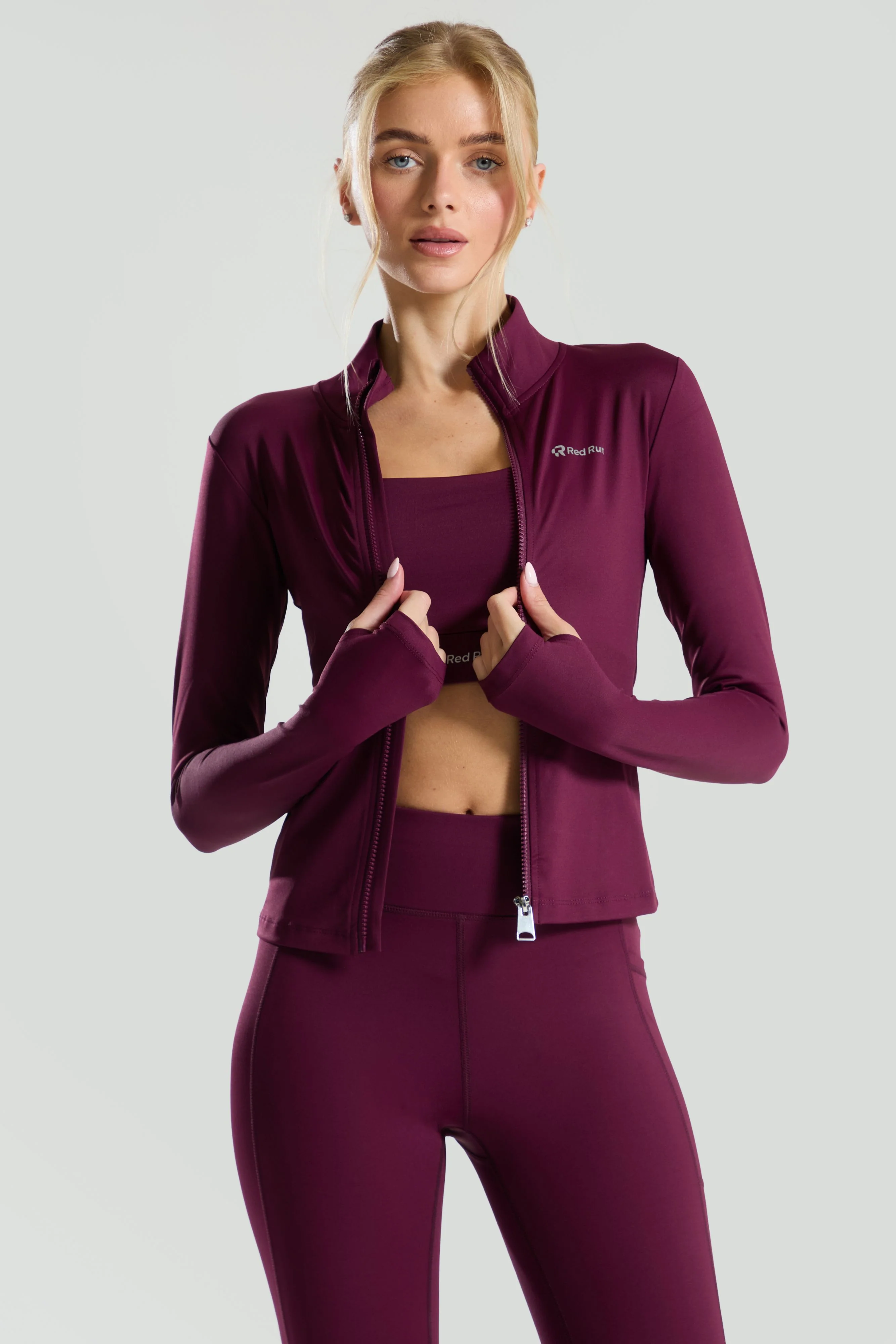 Active Technical Full Zip Top - Burgundy - Image 3