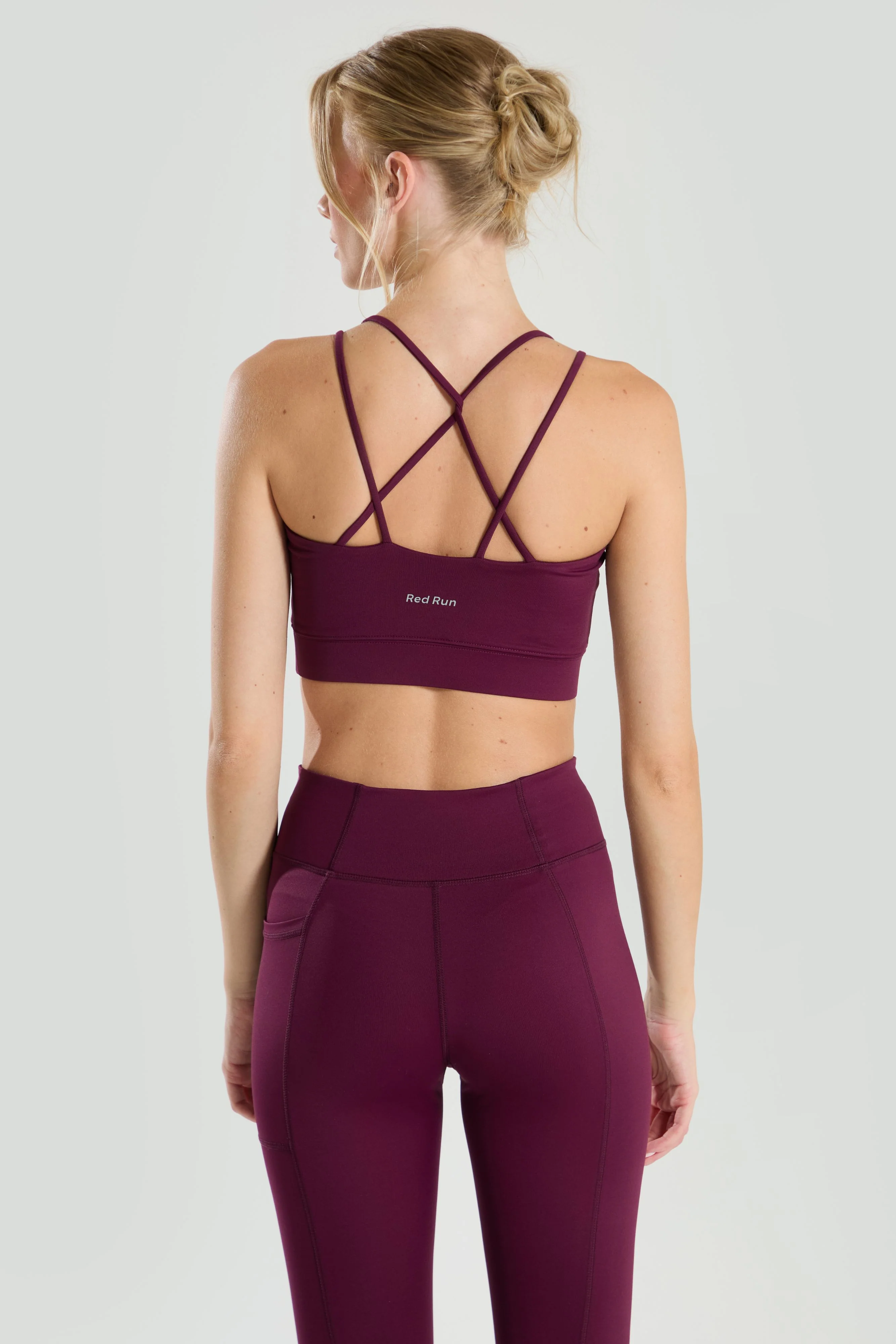 Active Strappy Workout Bra - Burgundy - Image 3
