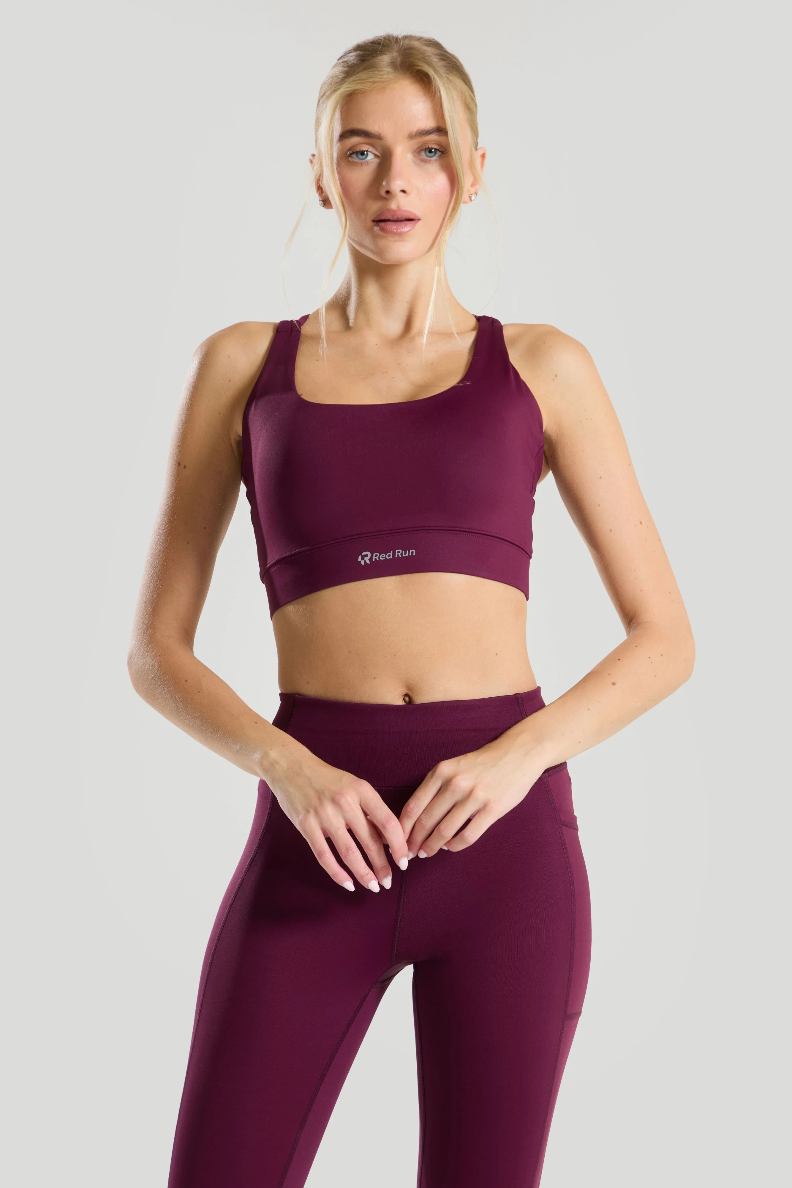 Active Strappy Workout Bra - Burgundy - Image 4