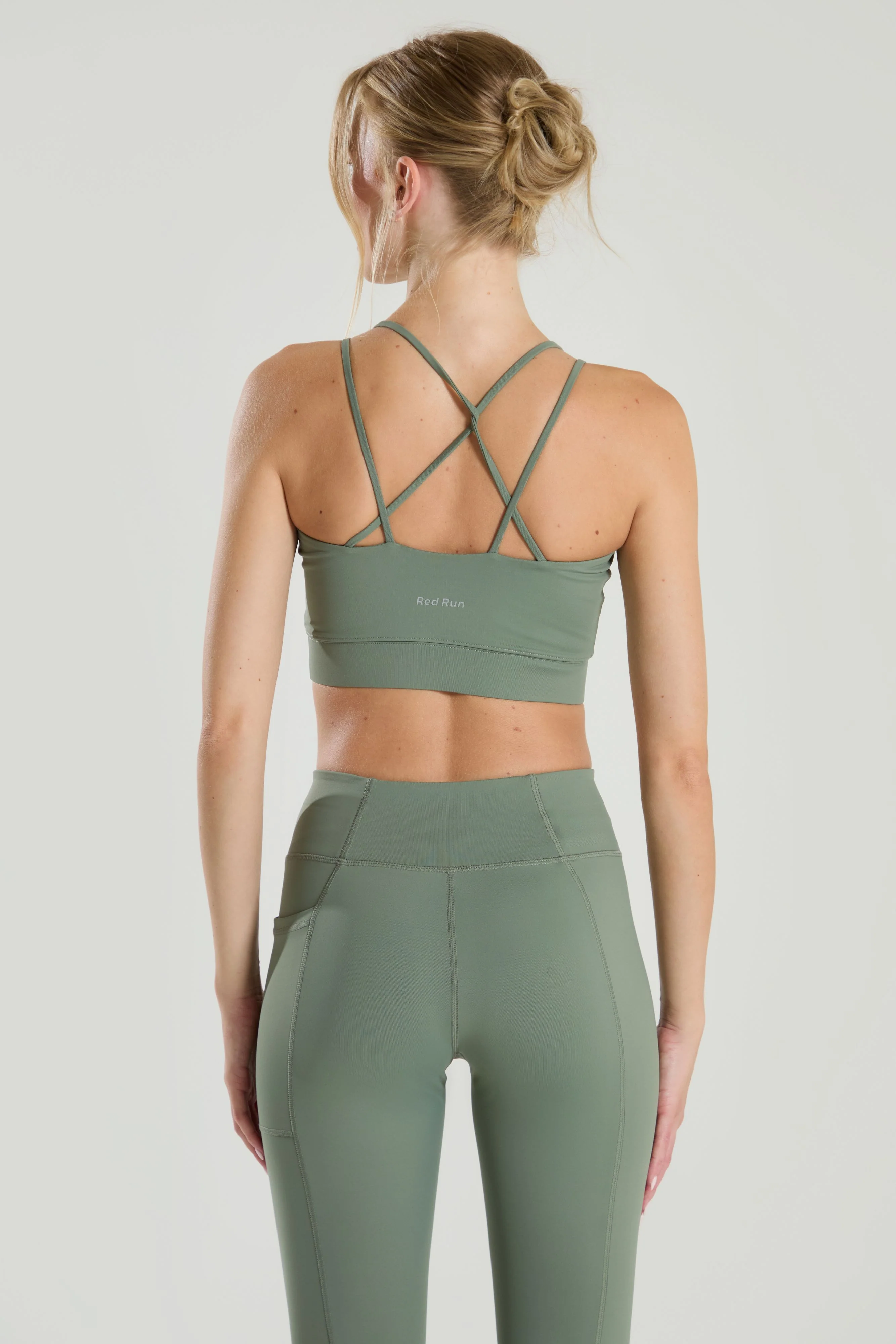 Active Strappy Workout Bra - Olive Green - Image 4