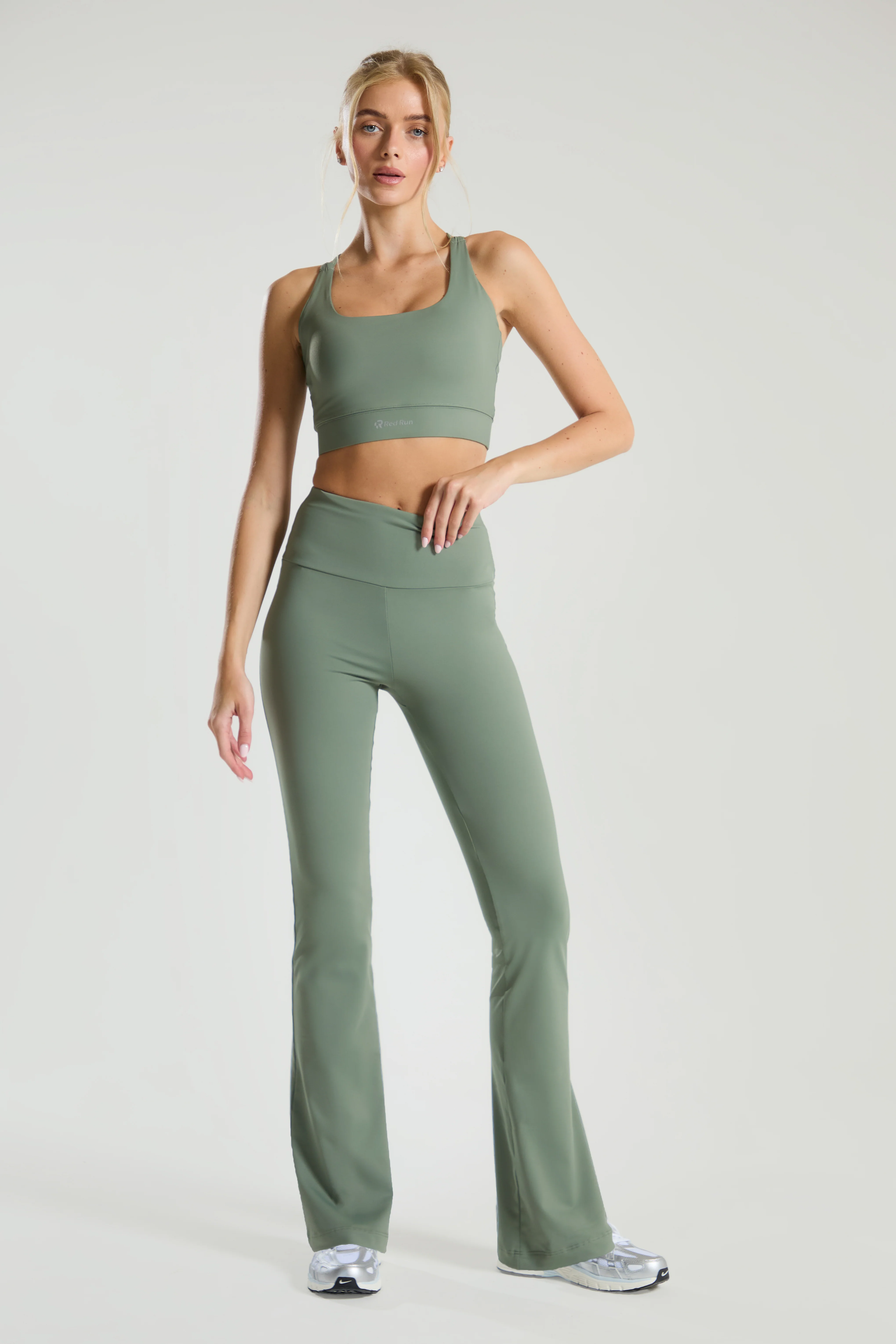 Active Strappy Workout Bra - Olive Green - Image 5